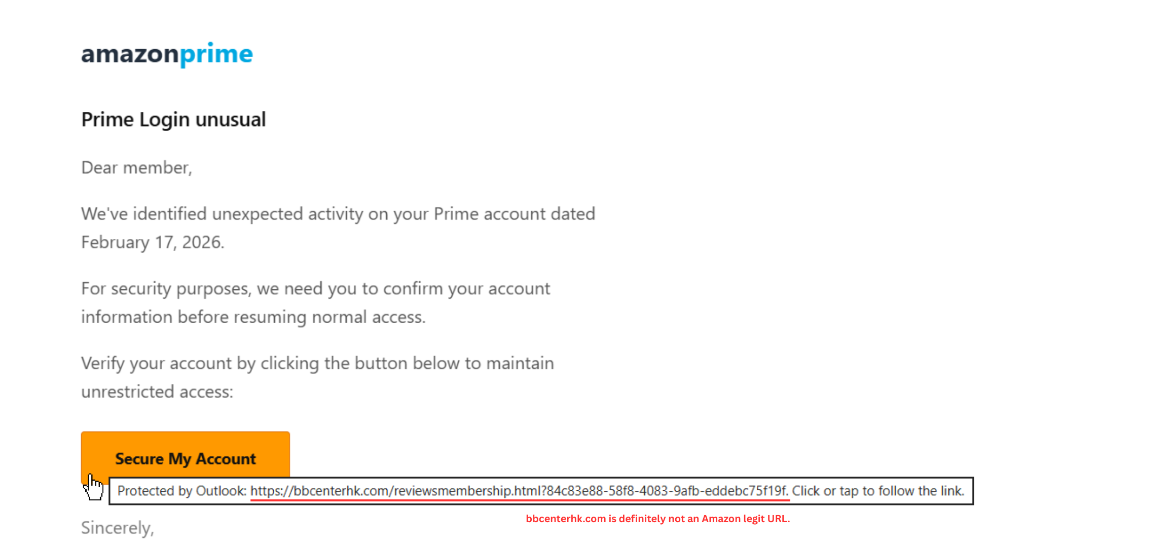 email phising url hover