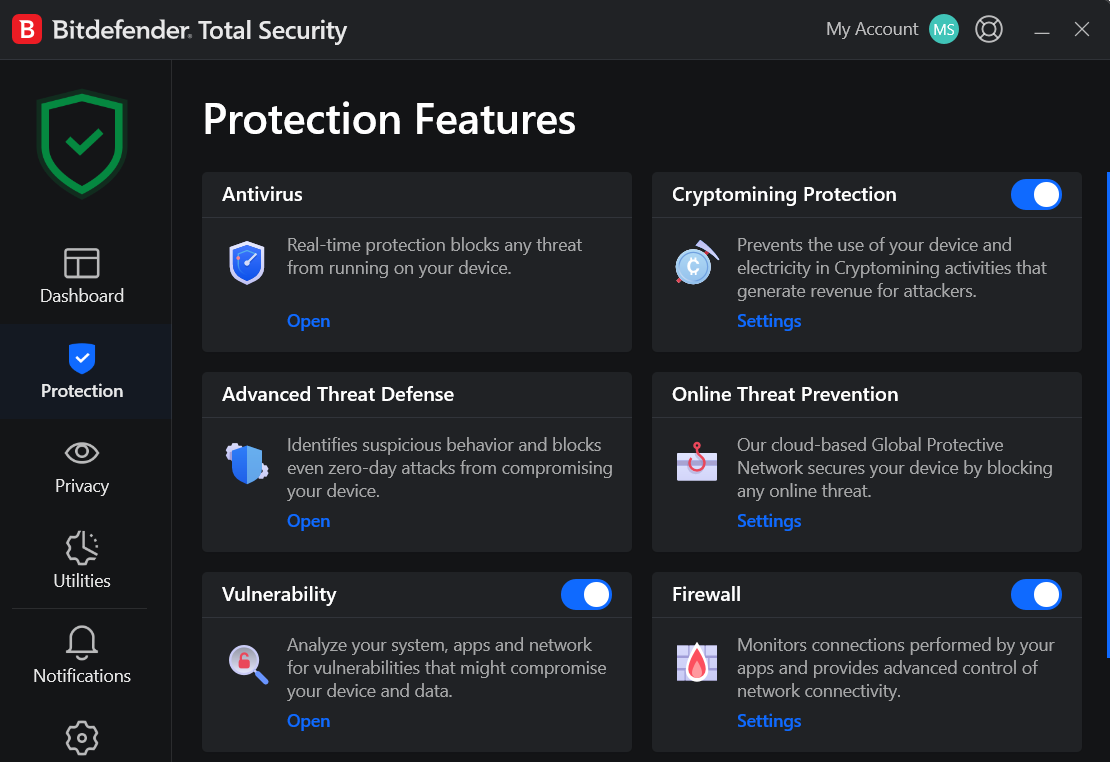 Bitdefender protection