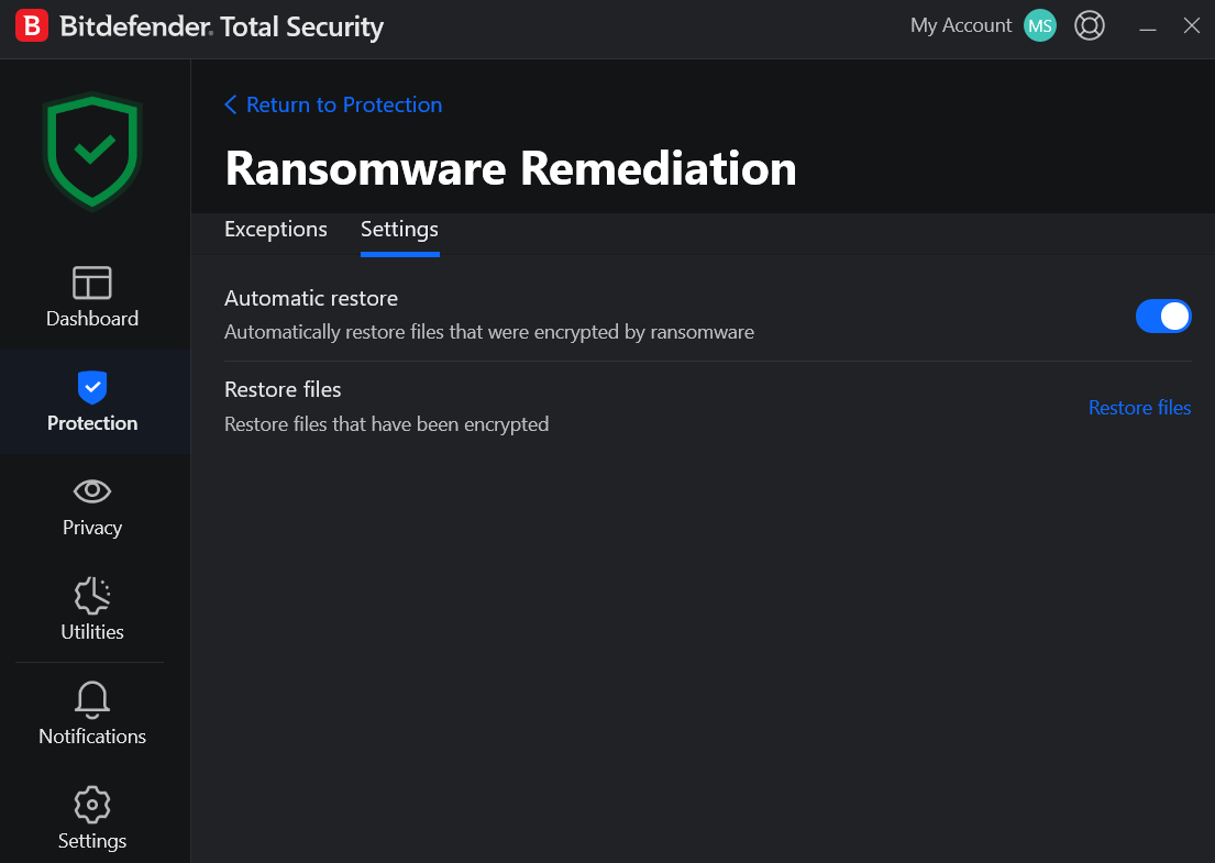 Bitdefender ransomware protection