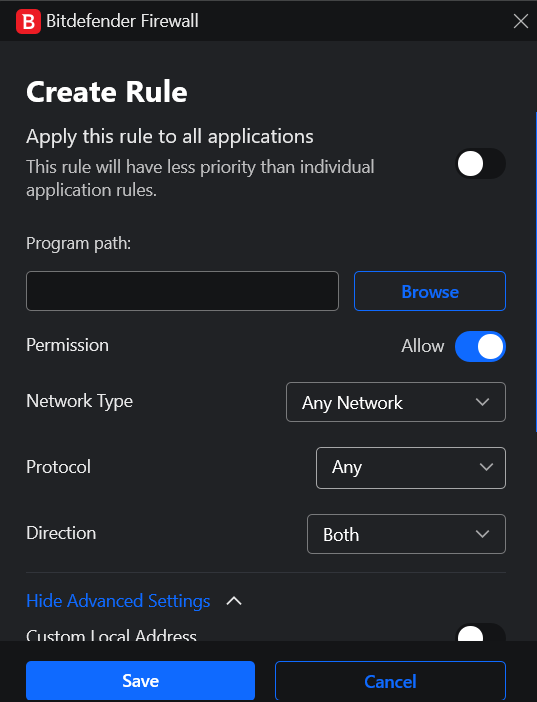 Firewall create rule