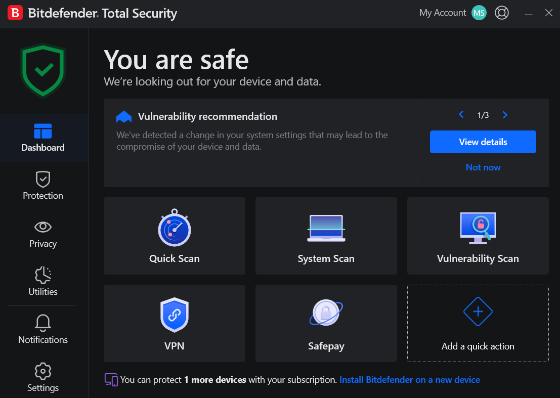 Main bit screen